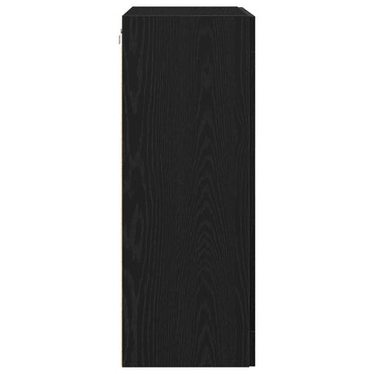 Wandkast Met Glazen Deuren Zwart Eik 69,5X34X90 Cm