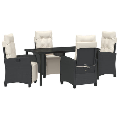 5-Delige Tuin Eetset Zwart Poly Rattan