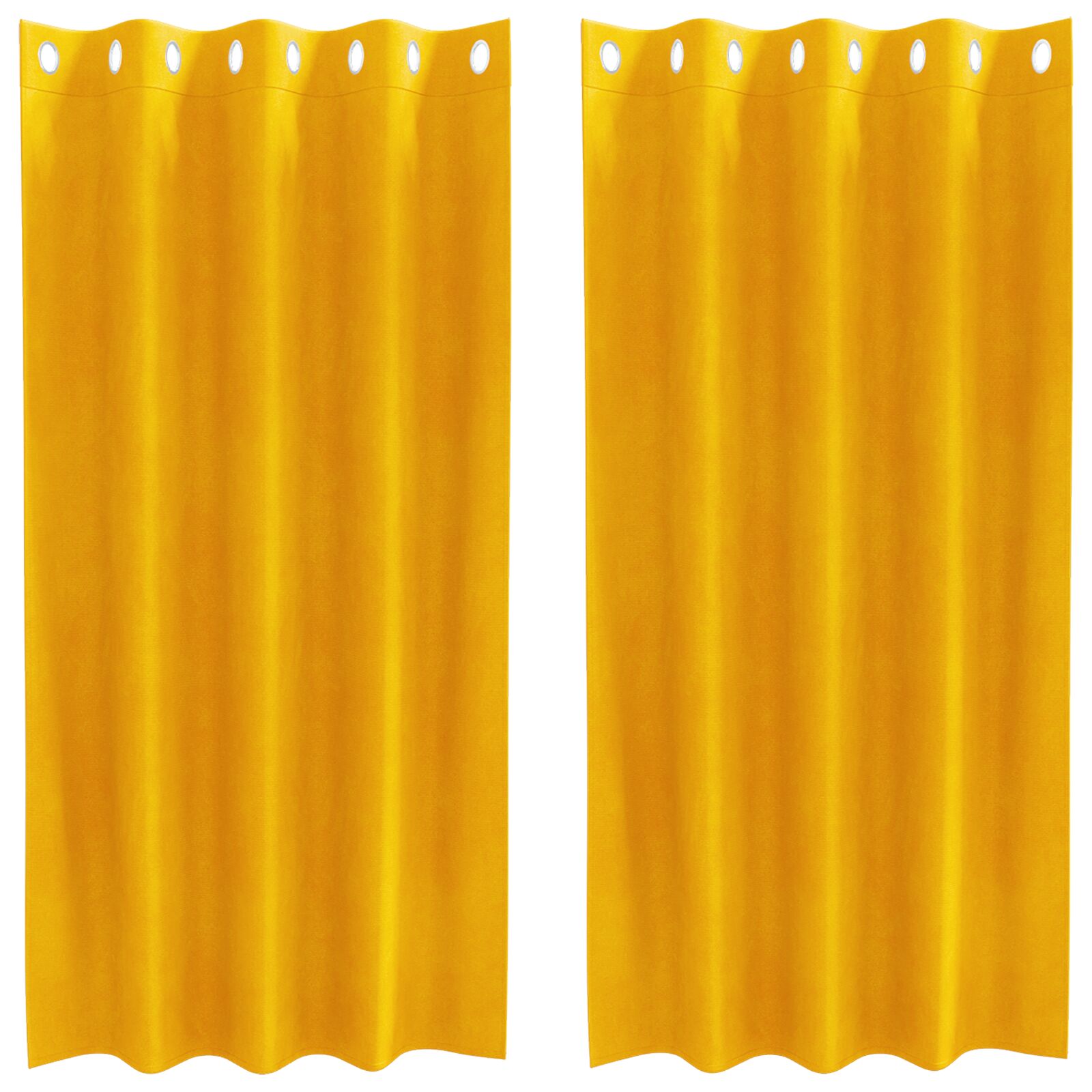 Zwarte Blokkeer Gordijnen Met Ringetjes 2 Stuks Velours Mosterdgeel 140 x 175 cm met oogjes