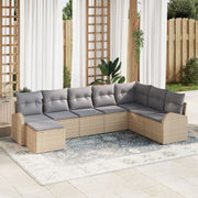 Garden Sofa Set with cushion 8 pcs Beige Poly Rattan