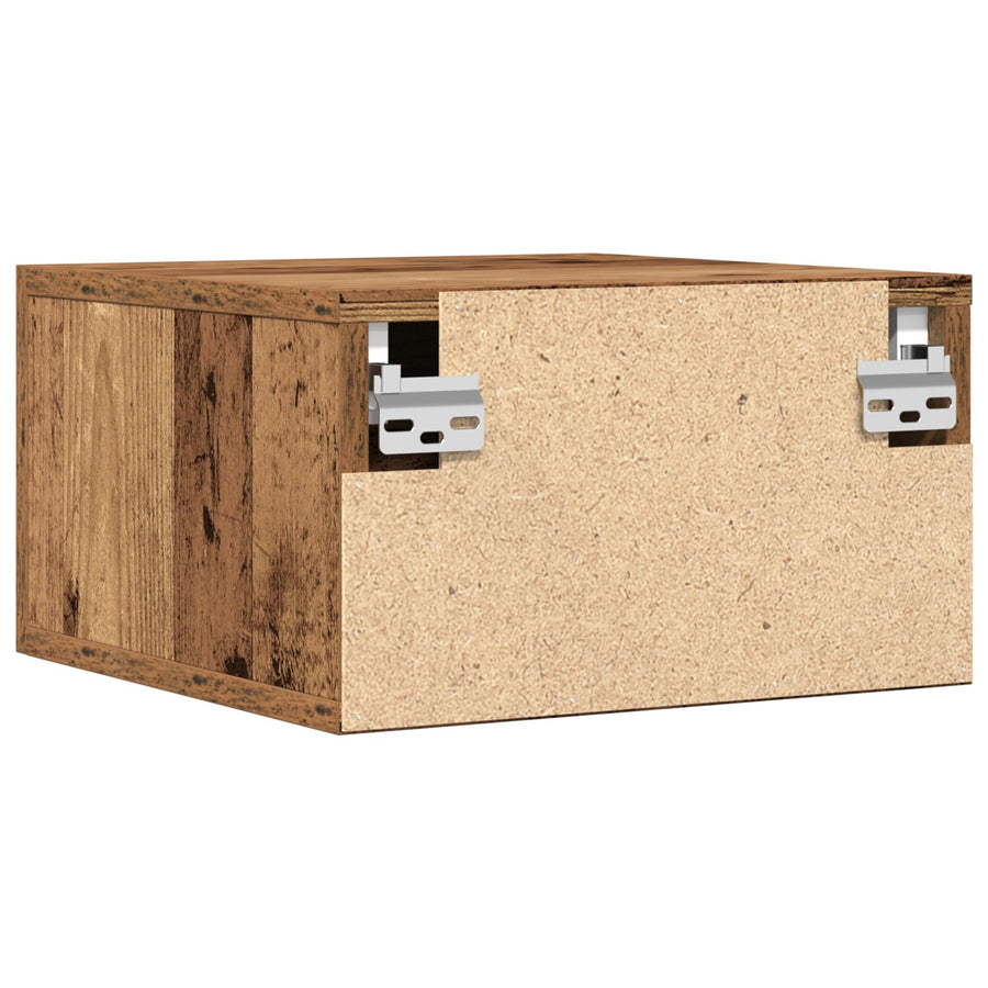 Nachtkastjes 2 Stuks Wandgemonteerd Oud Hout 35X35X20 Cm Zwart Eiken