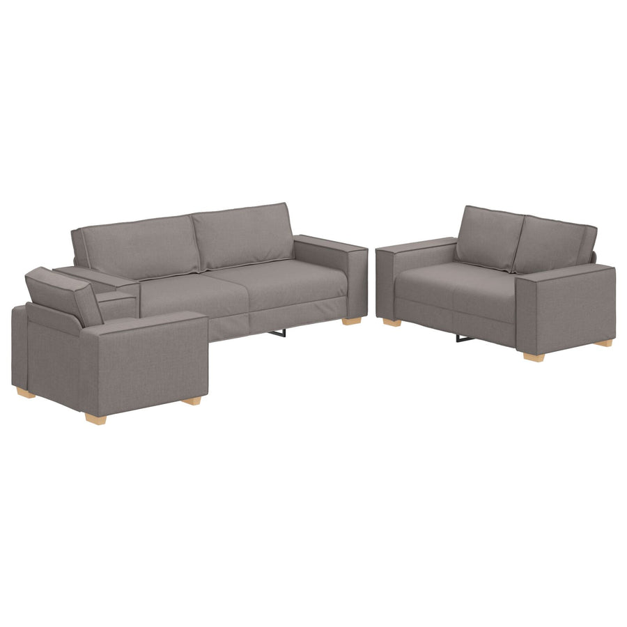 3-Delige Bankset Met Kussens Stof Taupe