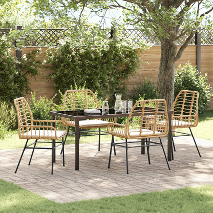 5-Delige Tuinset Met Kussens Bruin Poly Rattan