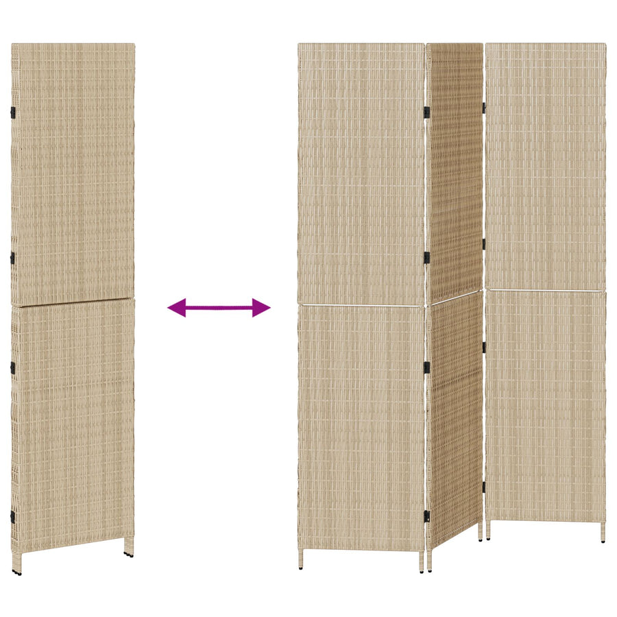 Kamerscherm Hout Groot Opvouwbaar Kamerscherm 180 cm Beige 3 panelen