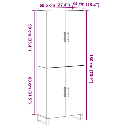 Kasten 2 Stuks Zwart Eiken 69,5X34X180 Cm Geengineerd Hout