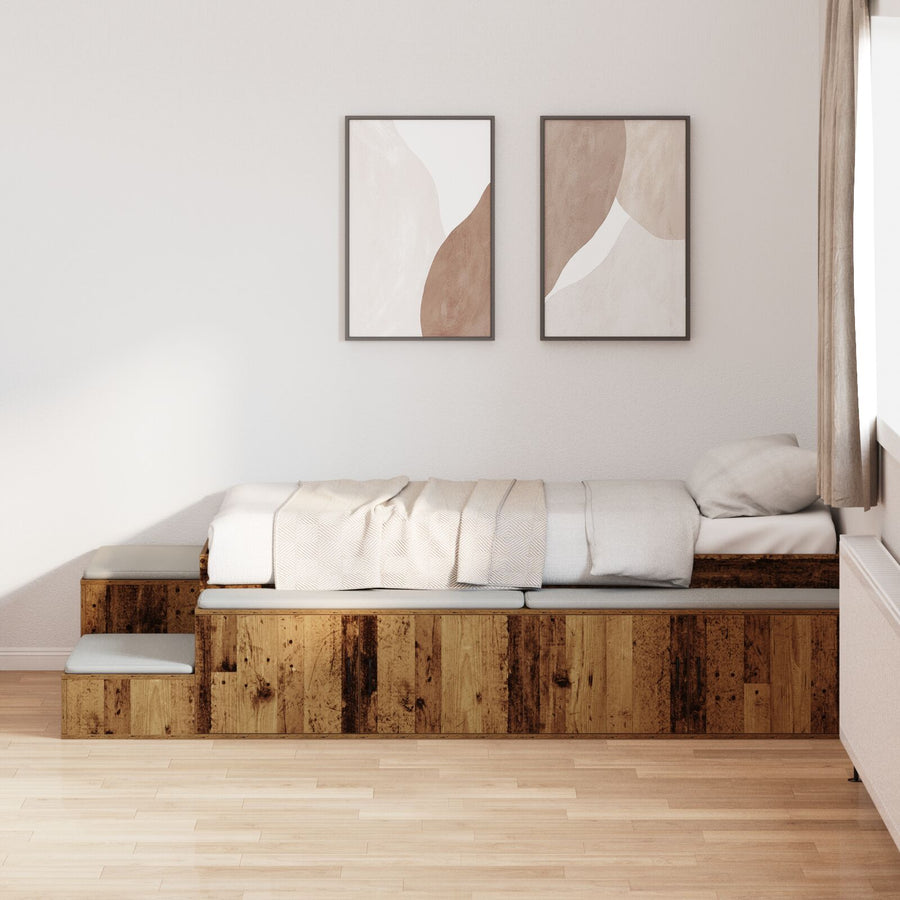 Opslagbed Oud Hout Massief Hout En Fineer 75 X 190 Cm Opslag Artisanaal Eiken