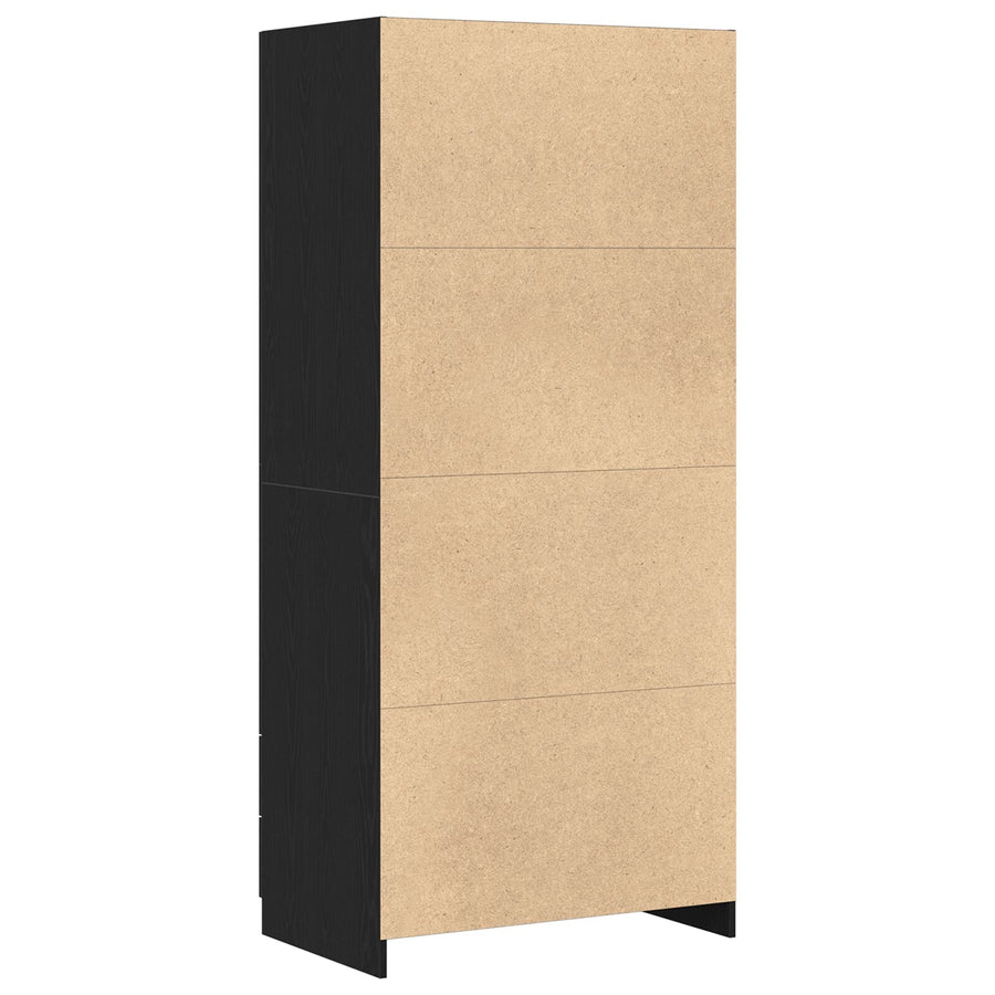Kast Zwart Eiken 80X52X180 Cm Engineered Hout