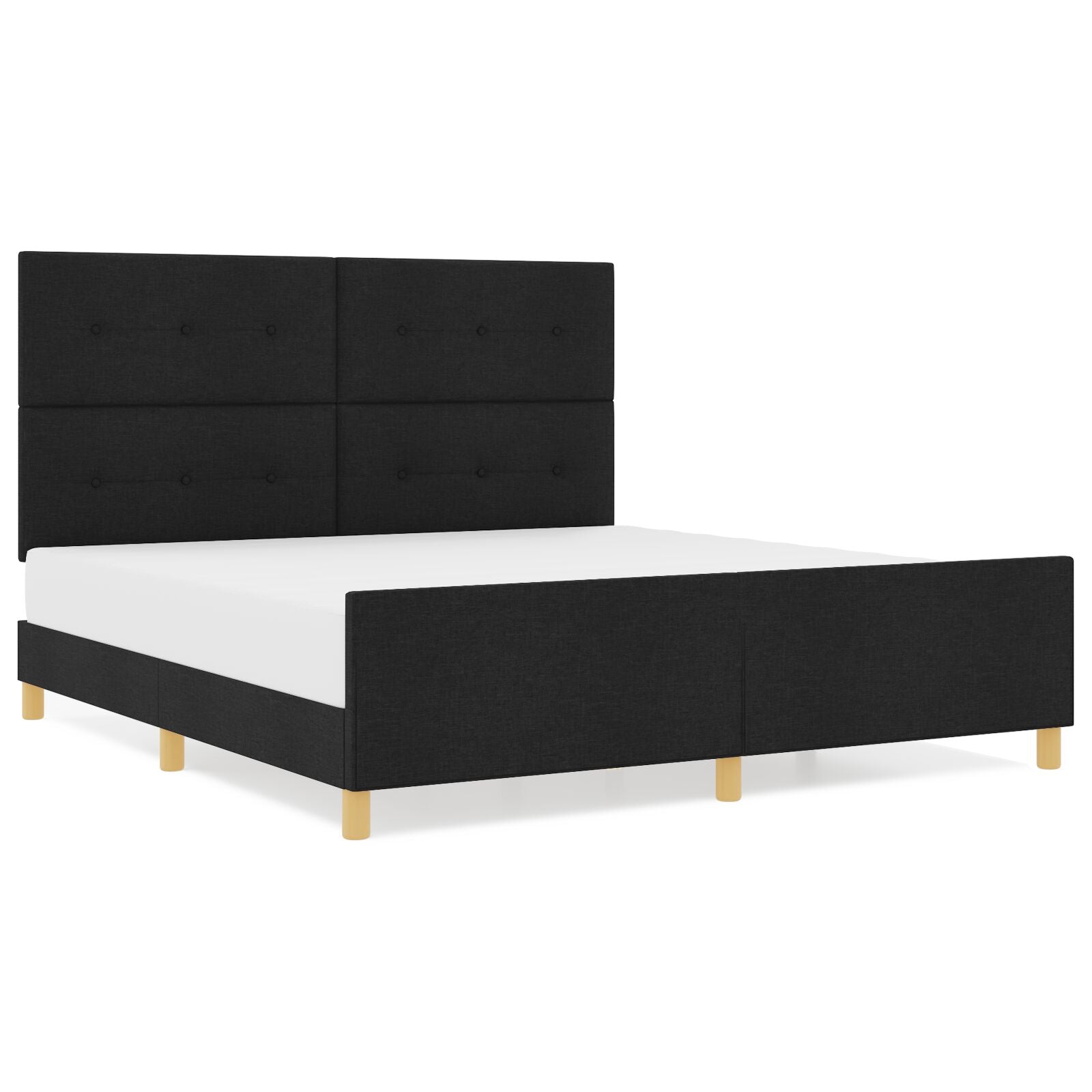 Bed Frame Zwart 180X200 Cm Stof Crème
