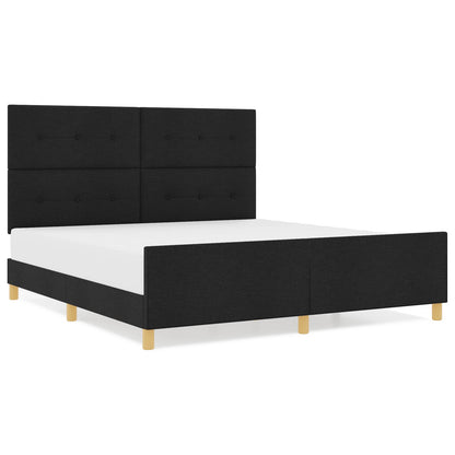 Bed Frame Zwart 180X200 Cm Stof Crème