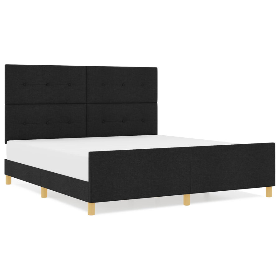 Bed Frame Zwart 180X200 Cm Stof Crème