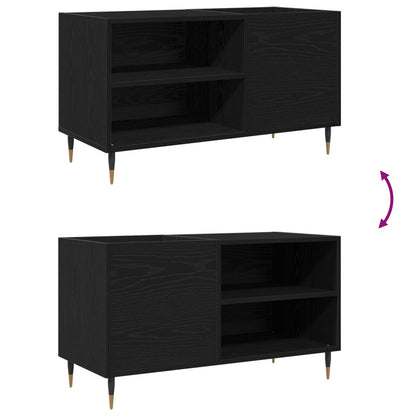 Recordkast 84,5X38X48 Cm Bewerkt Hout Zwart eiken