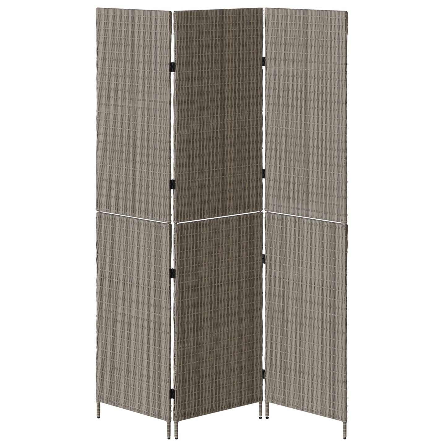 Kamerscherm Opvouwbaar 147X Poly Rattan 180 cm Grijs 3 panelen