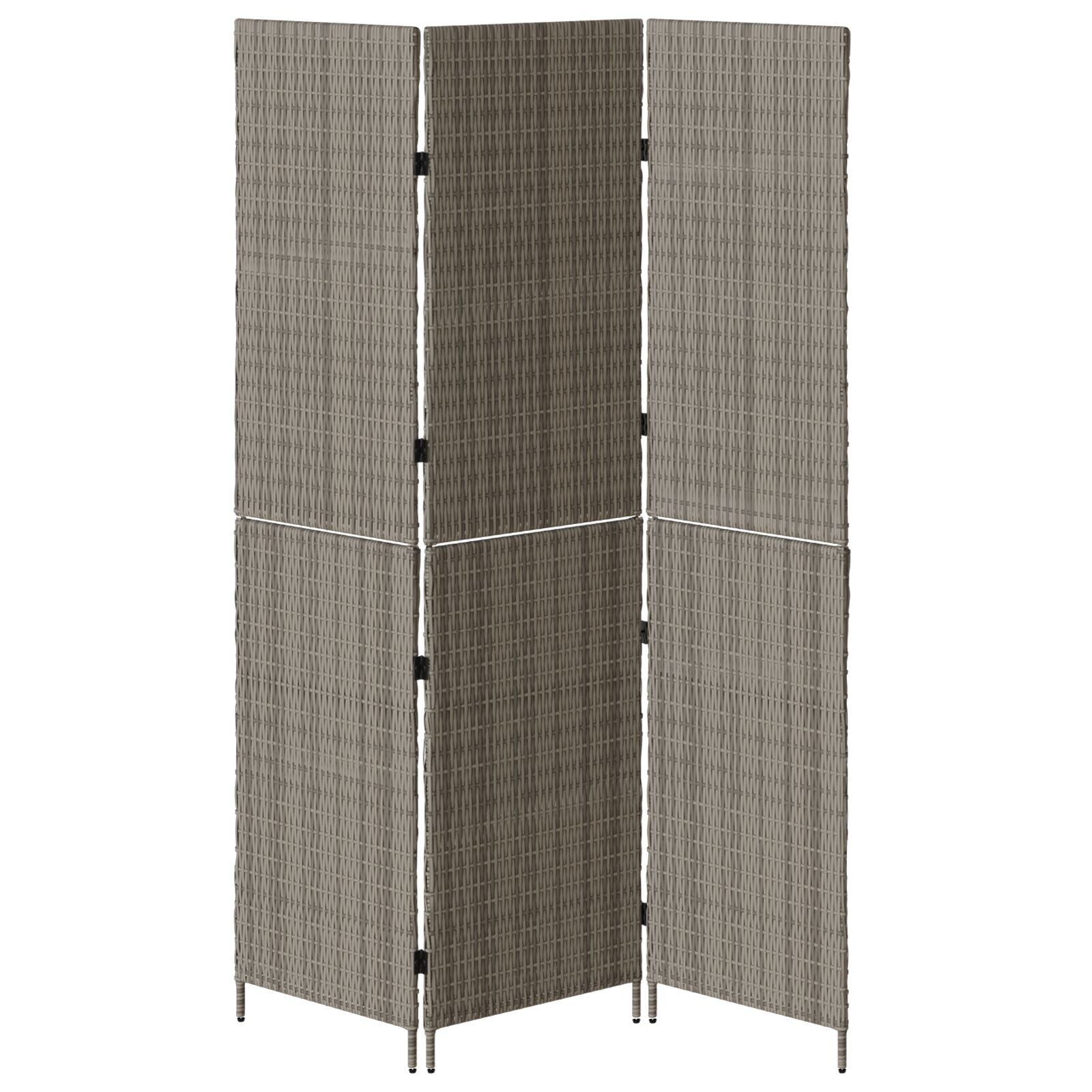 Kamerscherm Opvouwbaar 147X Poly Rattan 180 cm Grijs 3 panelen