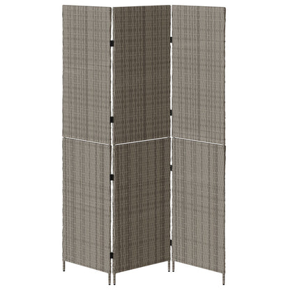 Kamerscherm Opvouwbaar 147X Poly Rattan 180 cm Grijs 3 panelen
