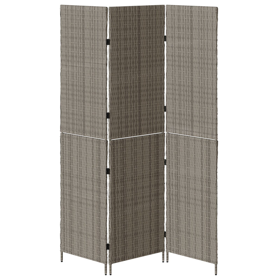 Kamerscherm Opvouwbaar 147X Poly Rattan 180 cm Grijs 3 panelen