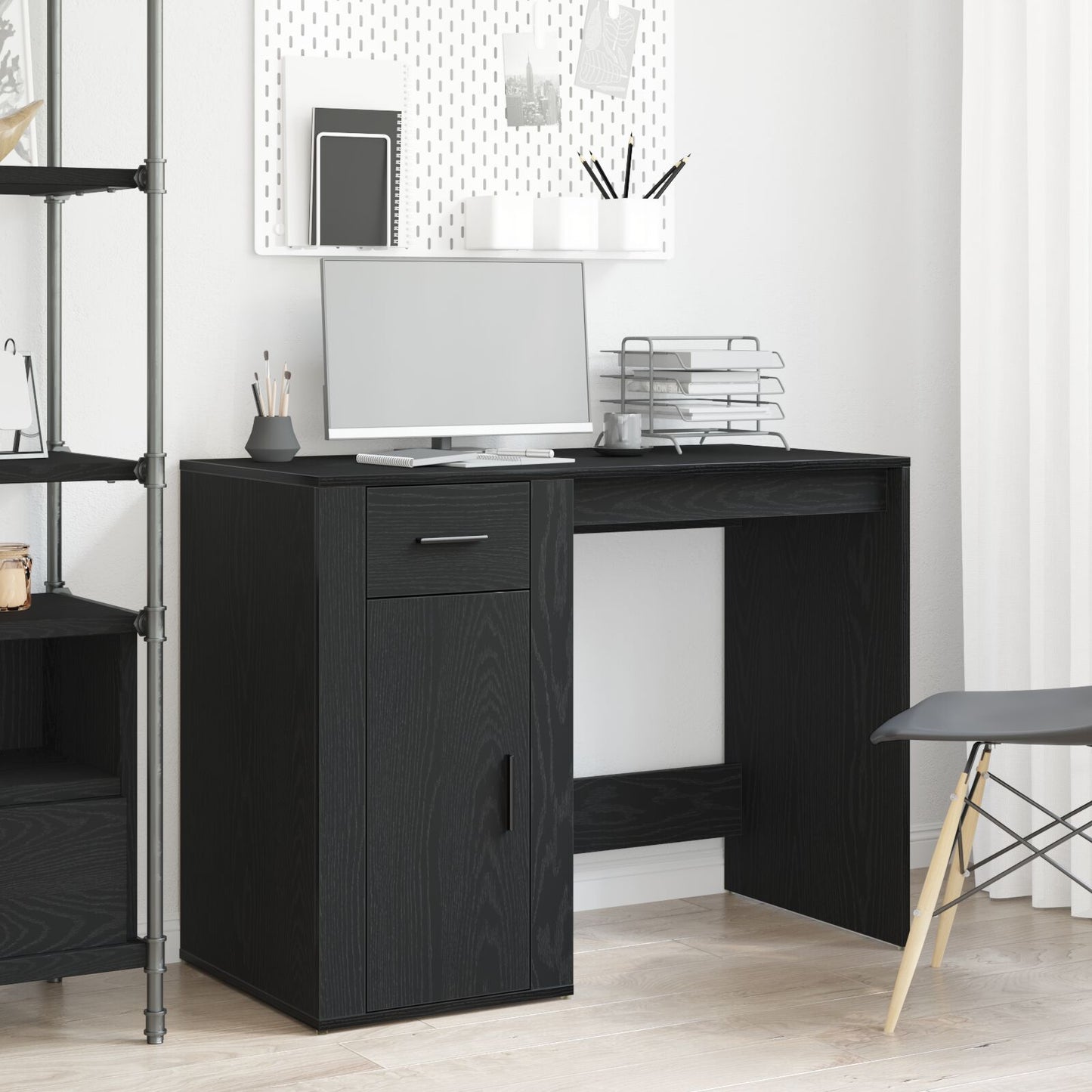 Bureau Zwart Eiken 100X49X75 Cm Geengineerd Hout