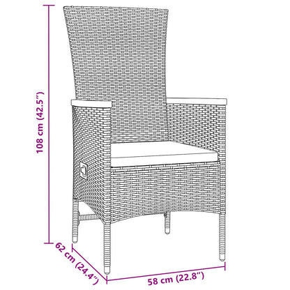 5-Delig Tuin Eetset Met Kussens Grijs Poly Rattan