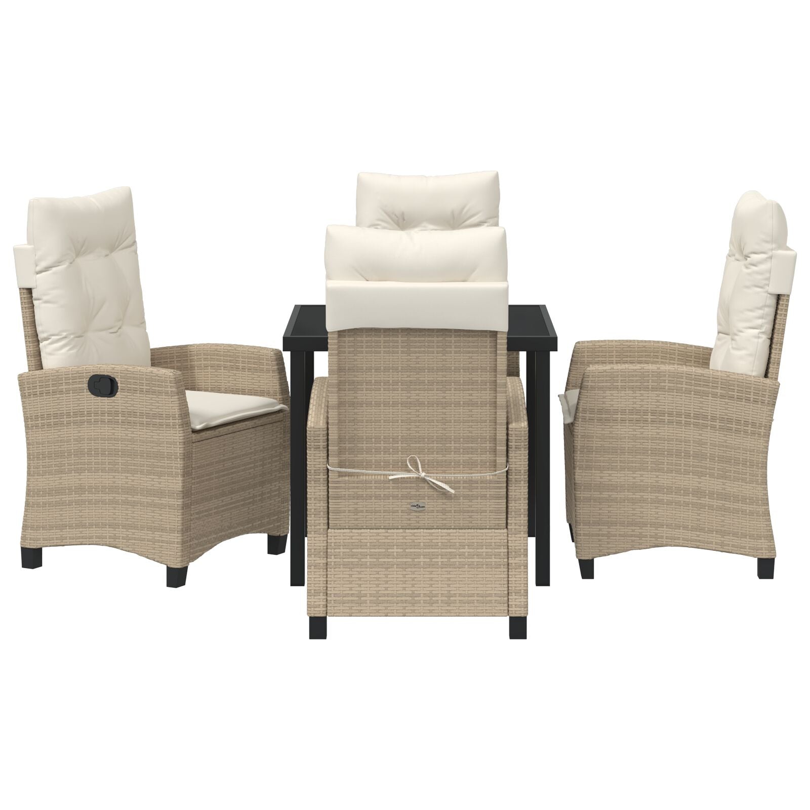 5-Delig Tuin Eetset Met Kussens Beige Poly Rattan