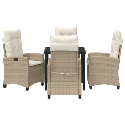 5-Delig Tuin Eetset Met Kussens Beige Poly Rattan