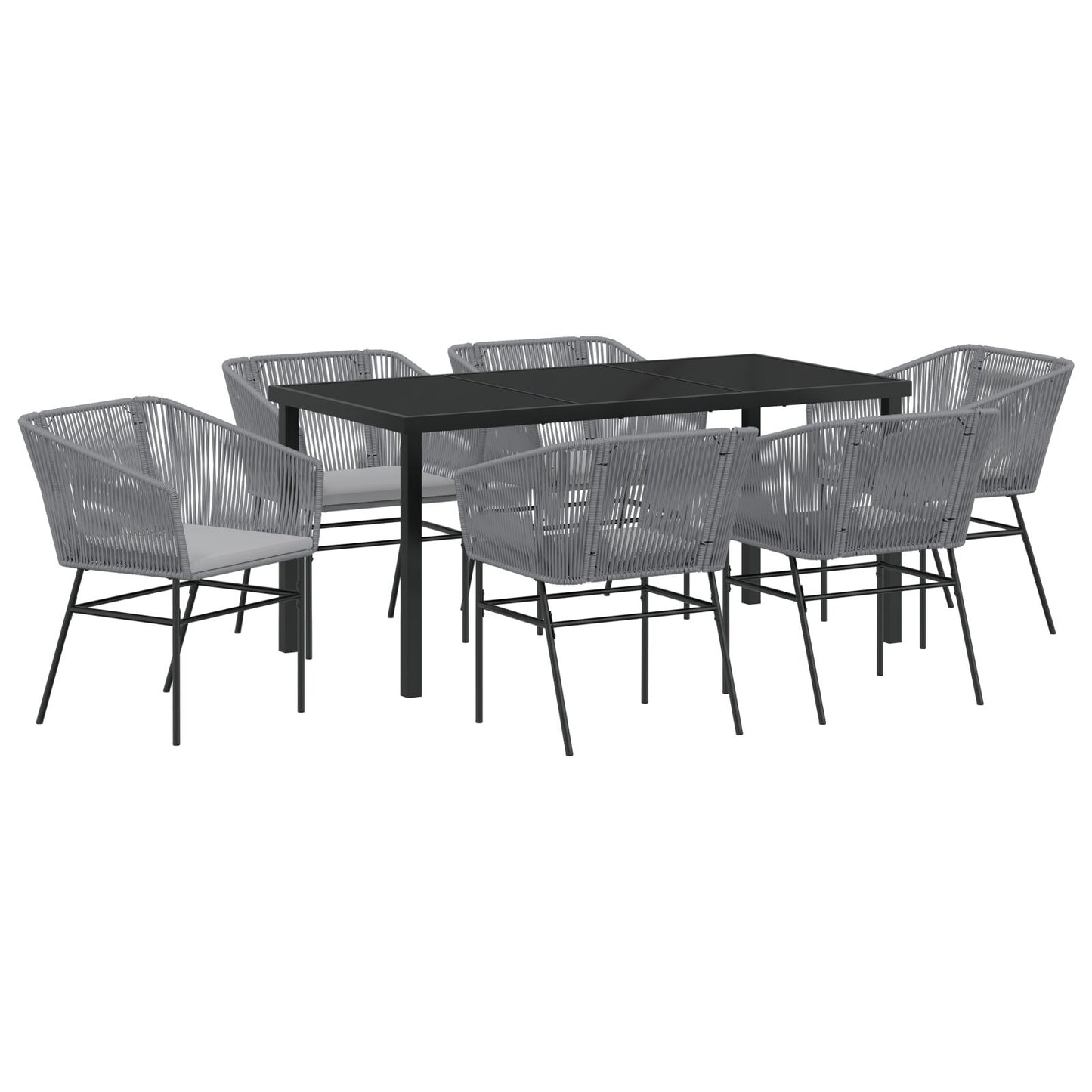 2-Delige Tuin Eetset Met Kussens Grijs Poly Rattan