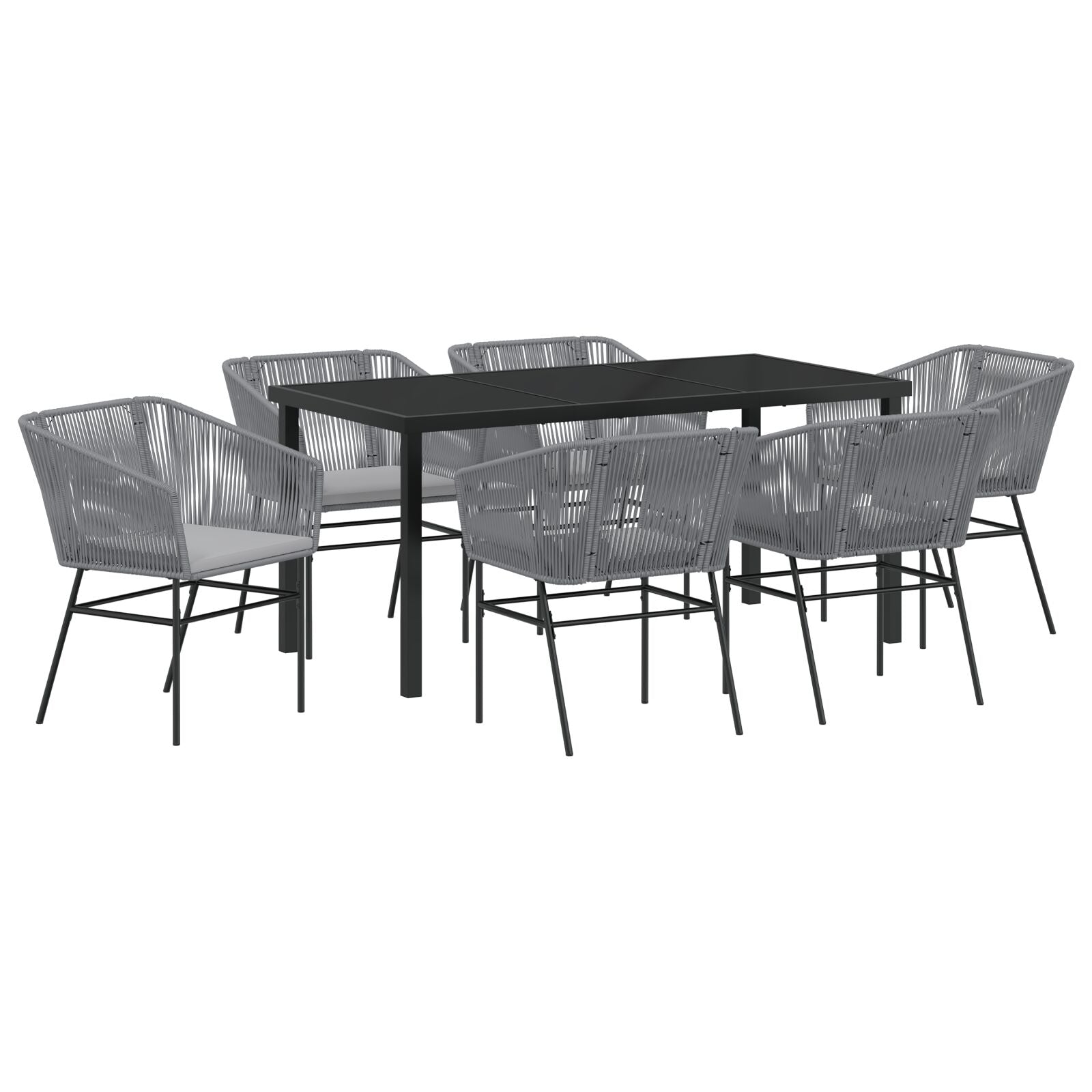 2-Delige Tuin Eetset Met Kussens Grijs Poly Rattan