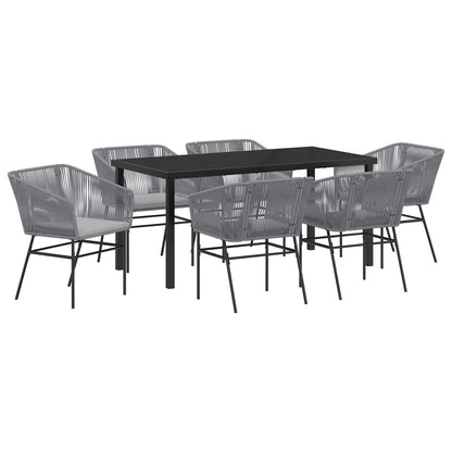 2-Delige Tuin Eetset Met Kussens Grijs Poly Rattan
