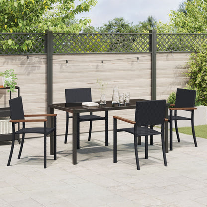 5 Delige Tuin Eetset Zwarte Poly Rattan