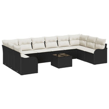10 Delige Tuin Sofa Set met Kussens Bruin Poly Rieten, vidaXL 2-Persoons Tuin Sofa met Kussens Zwart Poly Riet