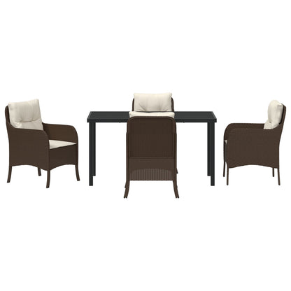 5-Delige Tuin Eetset Met Kussens Bruine Poly Rattan
