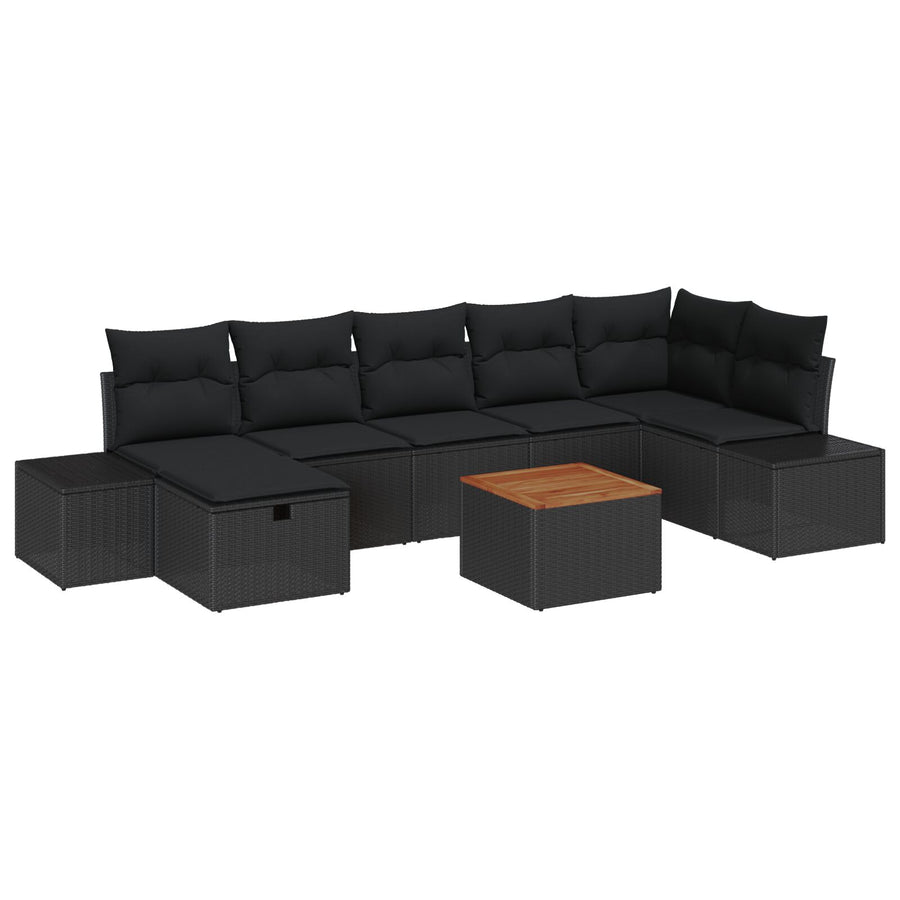 Tuin Sofa Set 8 Stukken Zwart, Bruin Rattan, Hout Tuin Sofa Set Wit