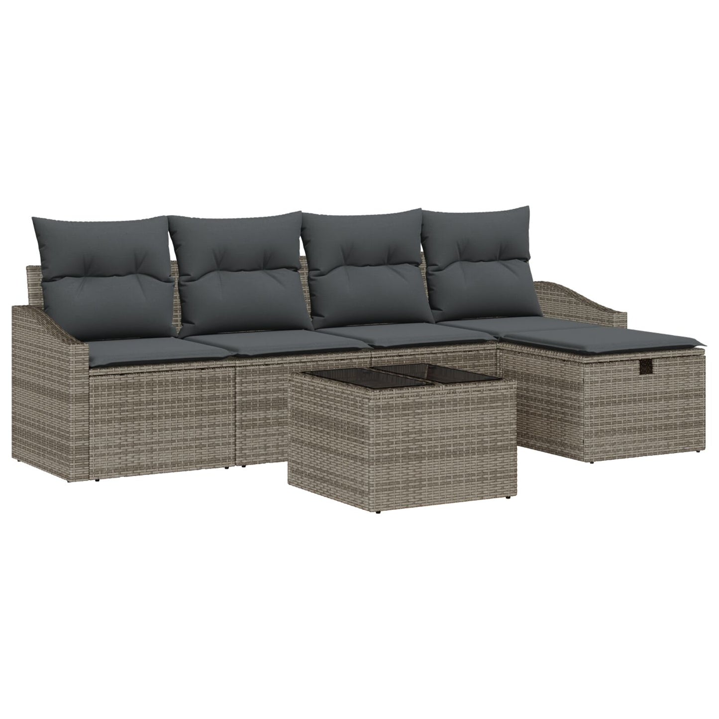 6-Delige Tuin Sofa Set Met Kussens Grijs Poly Rattan Wit