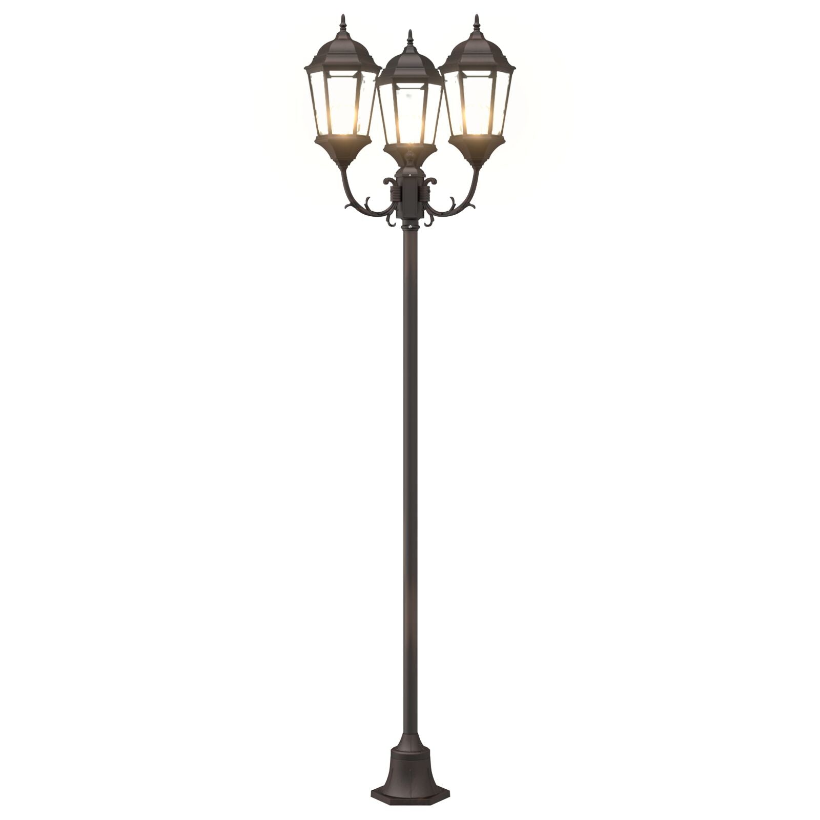Tuinlichtpaal 3-Lamp E27 220 Cm Aluminium Brons