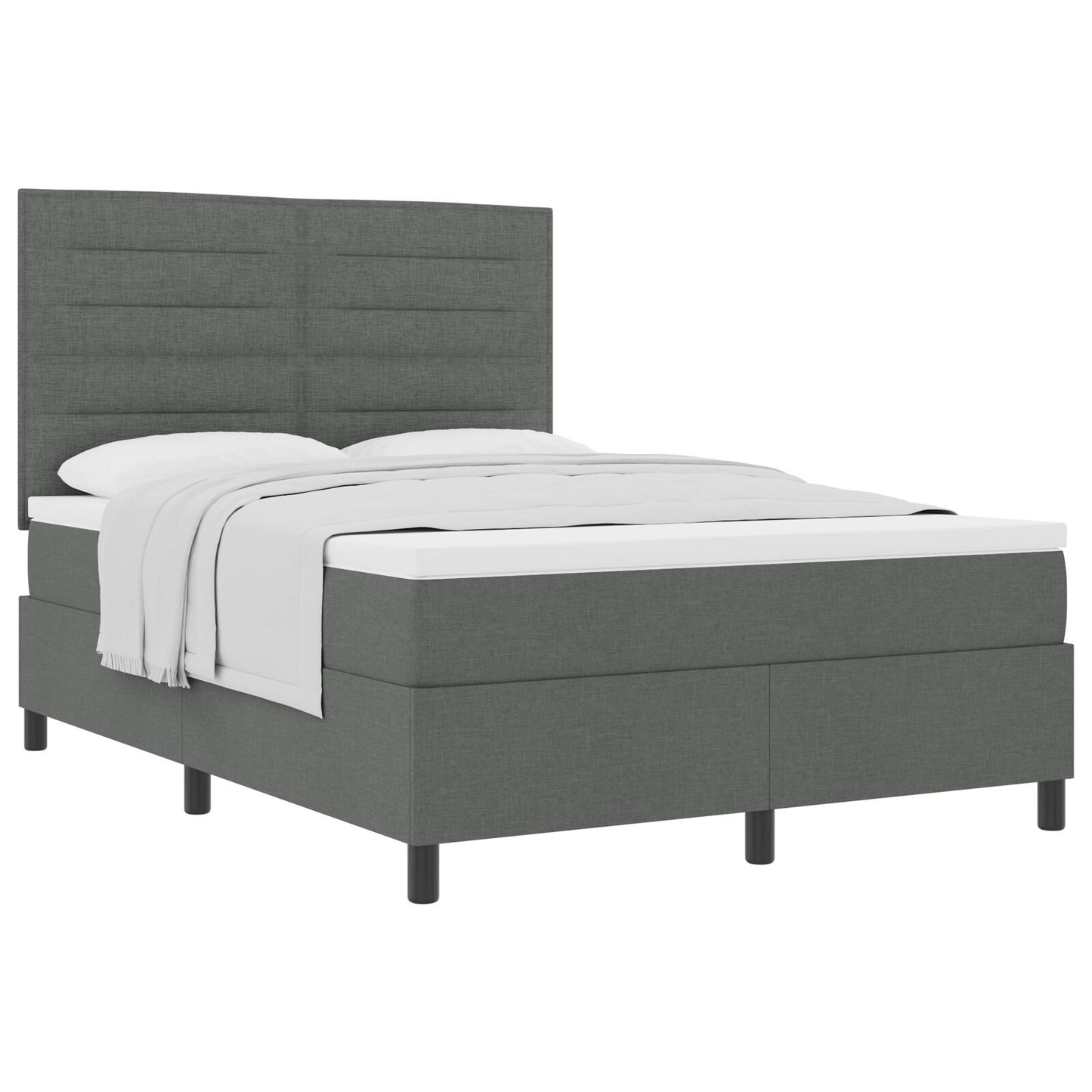 Boxspringbed Met Matras Stof Donkergrijs 140 x 200 cm Lijnen ontwerp
