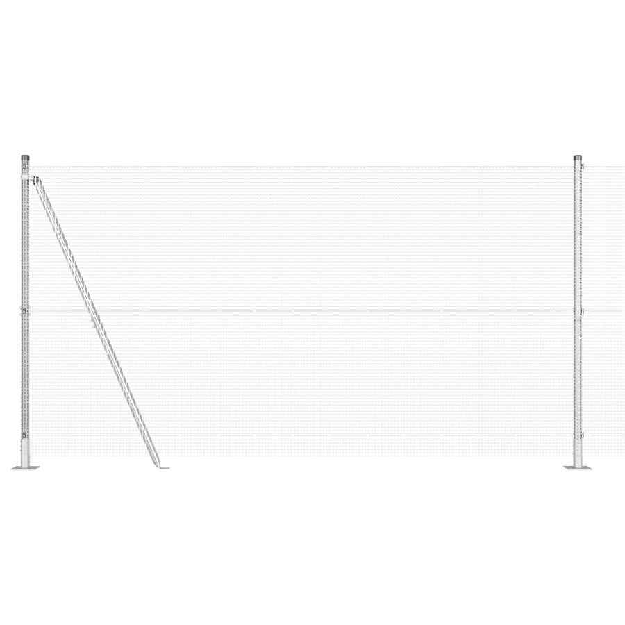 Gegalaiseerd Hek Met 13 Flenspalen 1.2X50 M Gegalvaniseerd Staal Gegalvaniseerd Staal