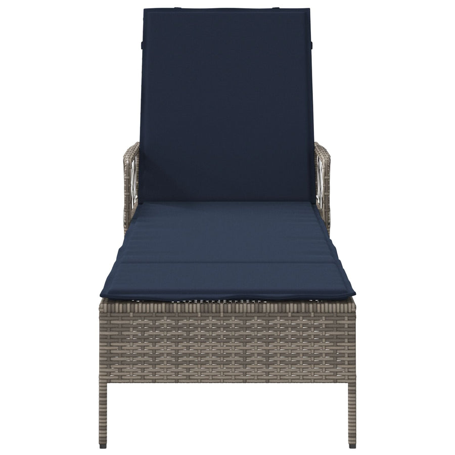 Zonnebank Grijs Pe Rattan 157 X 55 X 92 Cm Inklapbaar Zonnebank
