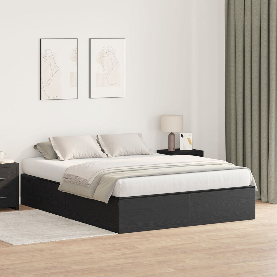 Opslagbed Frame Zwart Eiken 140 x 200 cm
