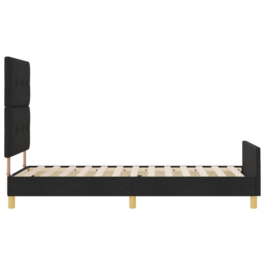 Zwarte Stof Bedframe 90X190 Cm Crème