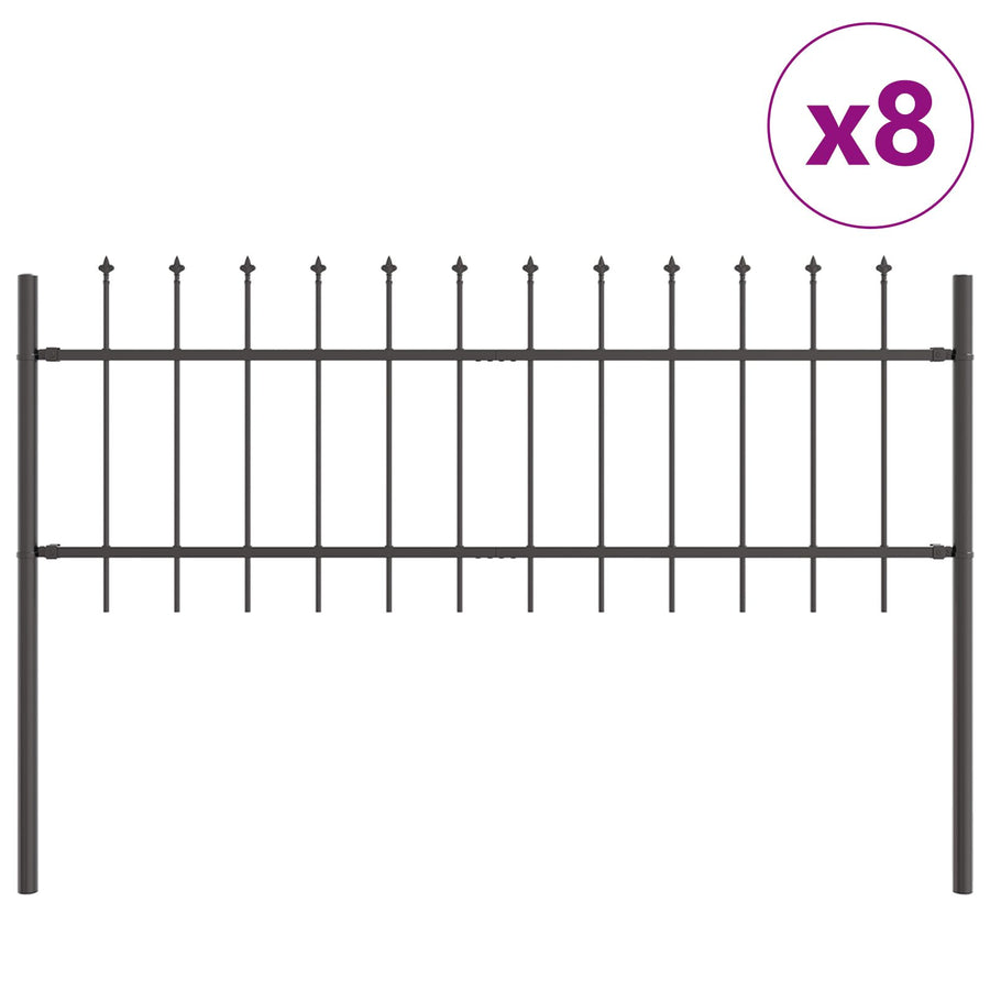 Tuinhek Met Spitse Top 13,6X0,6 M Staal Grijs 0.6 m 13.6 m