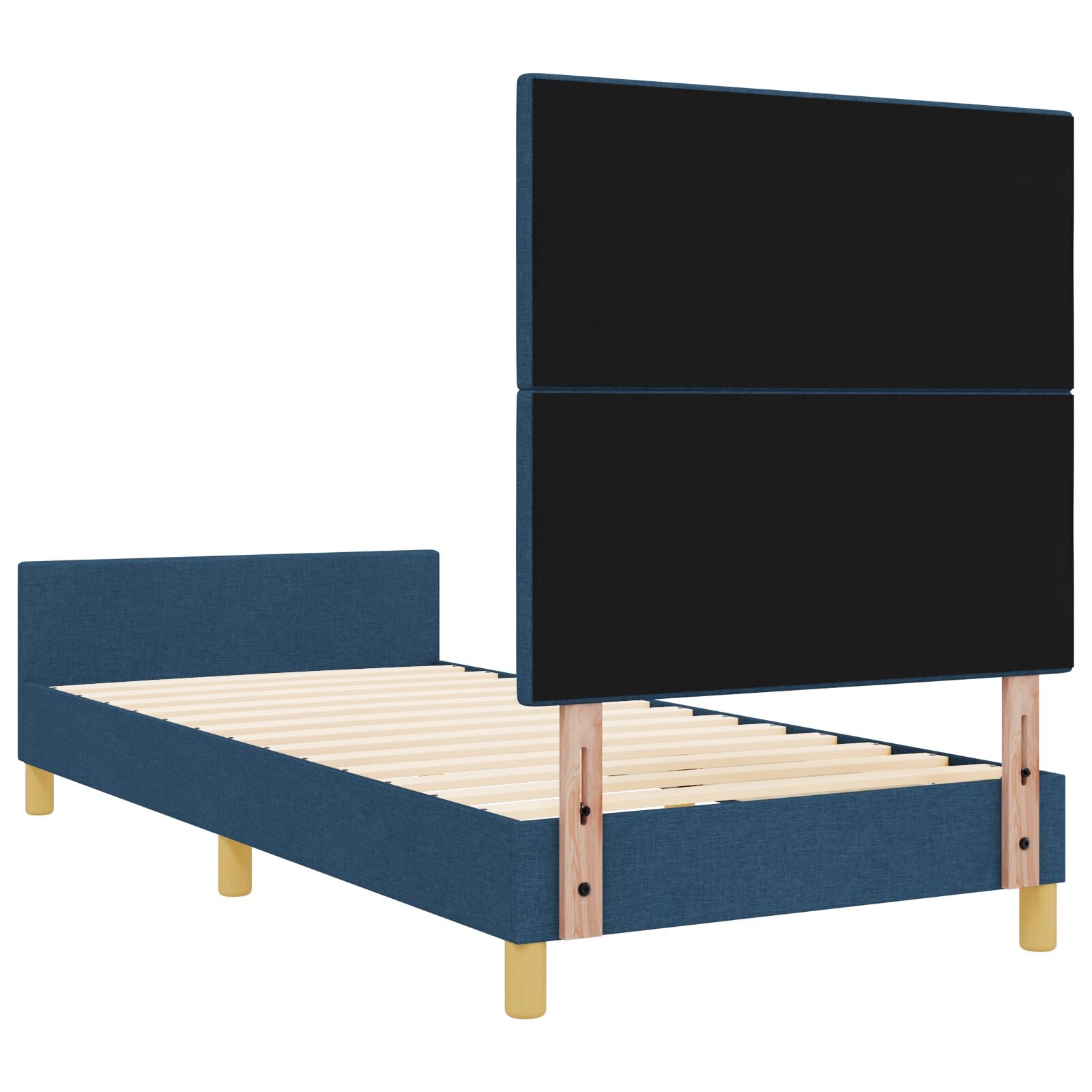Bedframe In Blauw, 80X200 Cm, Stof Crème