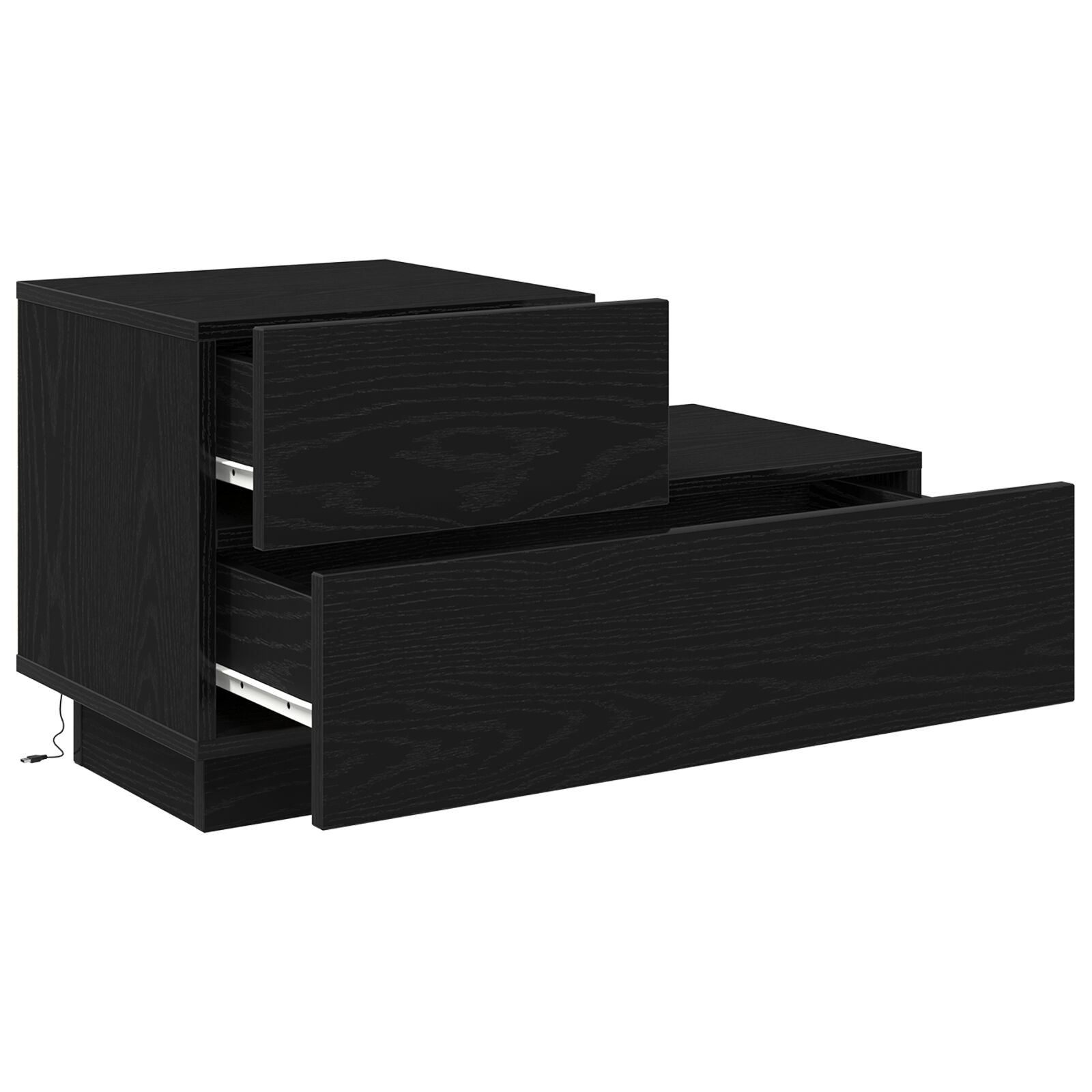 Nachtkastje Met Led-Verlichting 70X36X40.5 Cm Zwart eiken
