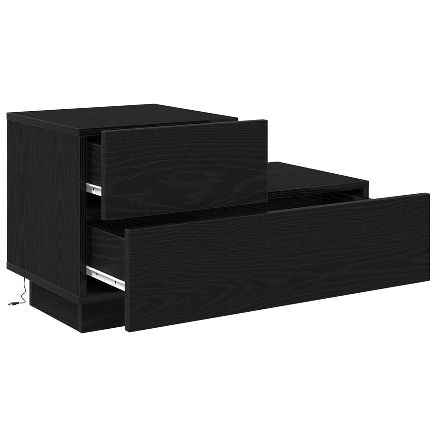 Nachtkastje Met Led-Verlichting 70X36X40.5 Cm Zwart eiken