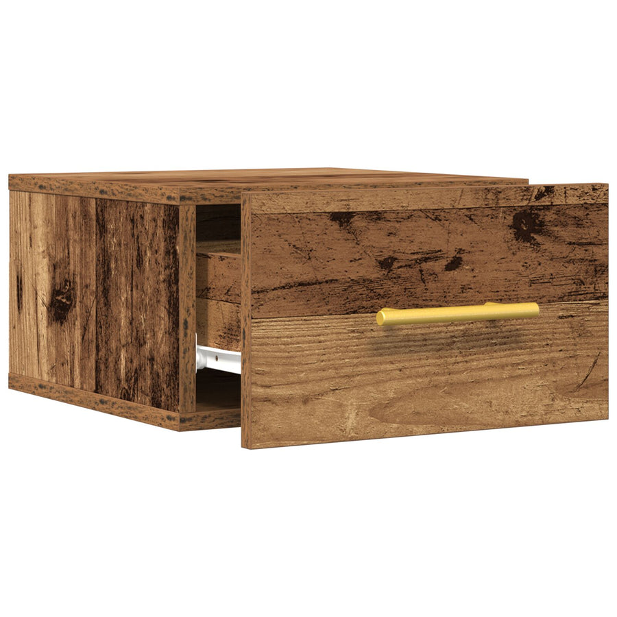 Nachtkastjes 2 Stuks Wandgemonteerd Oud Hout 35X35X20 Cm Zwart Eiken