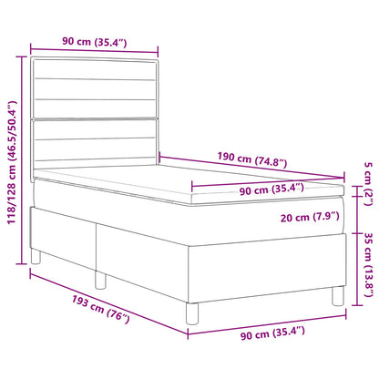 Boxspring Bed Met Matras Crème Eenpersoons Stof Blauw