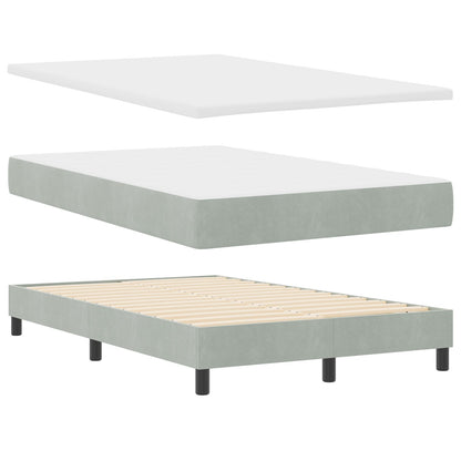 Boxspringbed Met Matras Lichtgrijs 120X200 Cm Fluweel Blauw