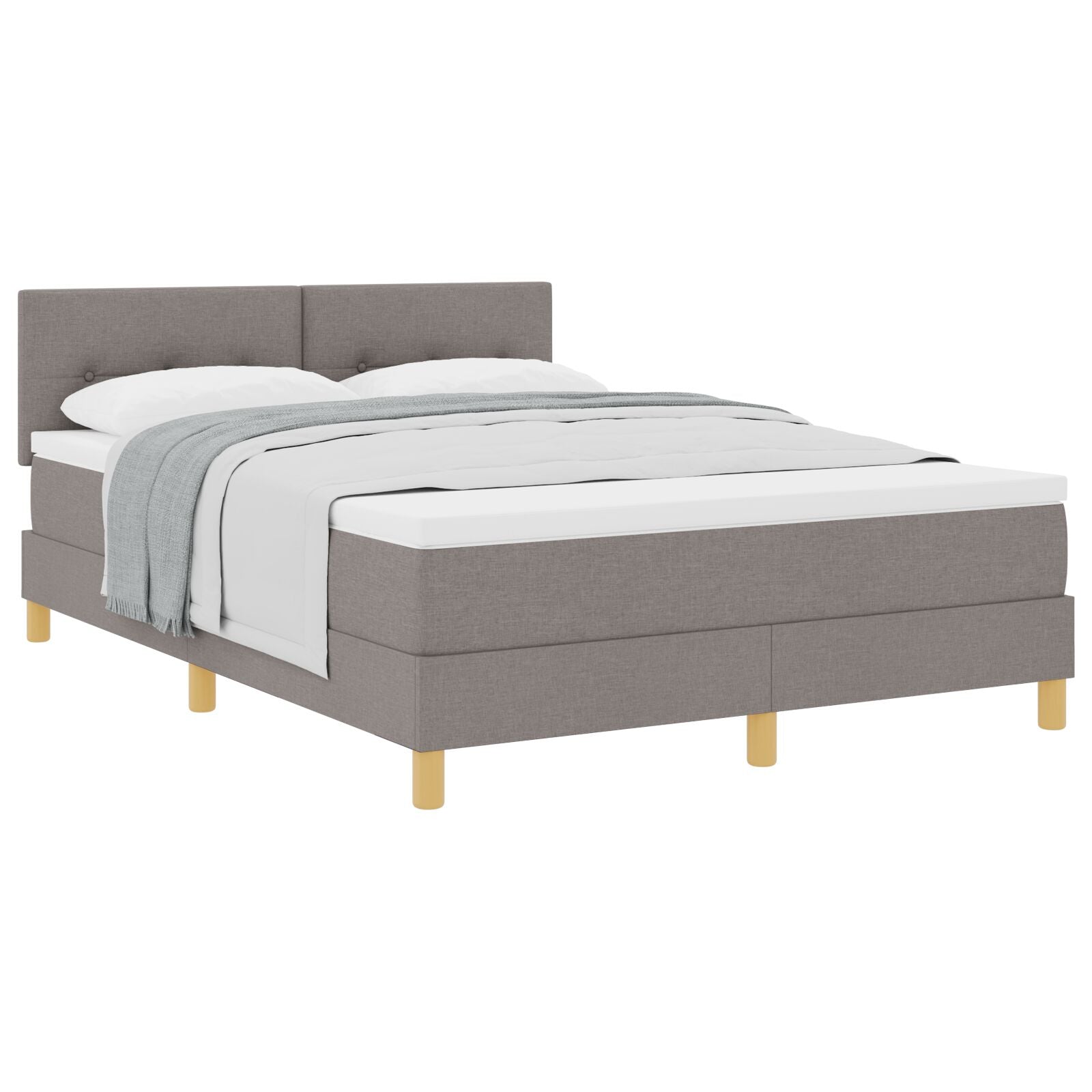Boxspringbed Met Matras Stof Taupe 160 x 200 cm Geknoopt