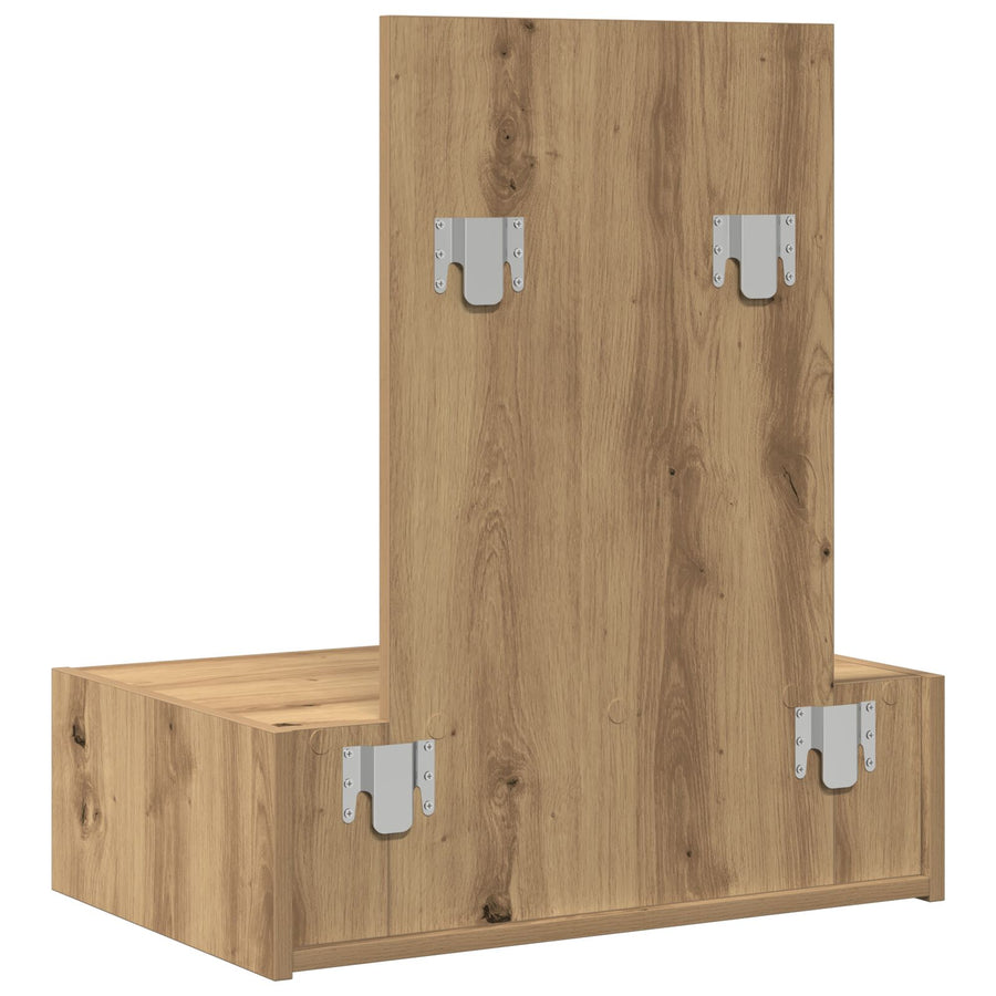 Wandgemonteerde Kaptafel 60 x 40 x 70 cm Ambachtelijk eiken zonder LED