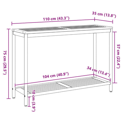 Buiten Tafel Natuur En 35X110X75 Cm Massief Hout En Staal Natuurlijk en grijs 110 x 35 x 75 cm