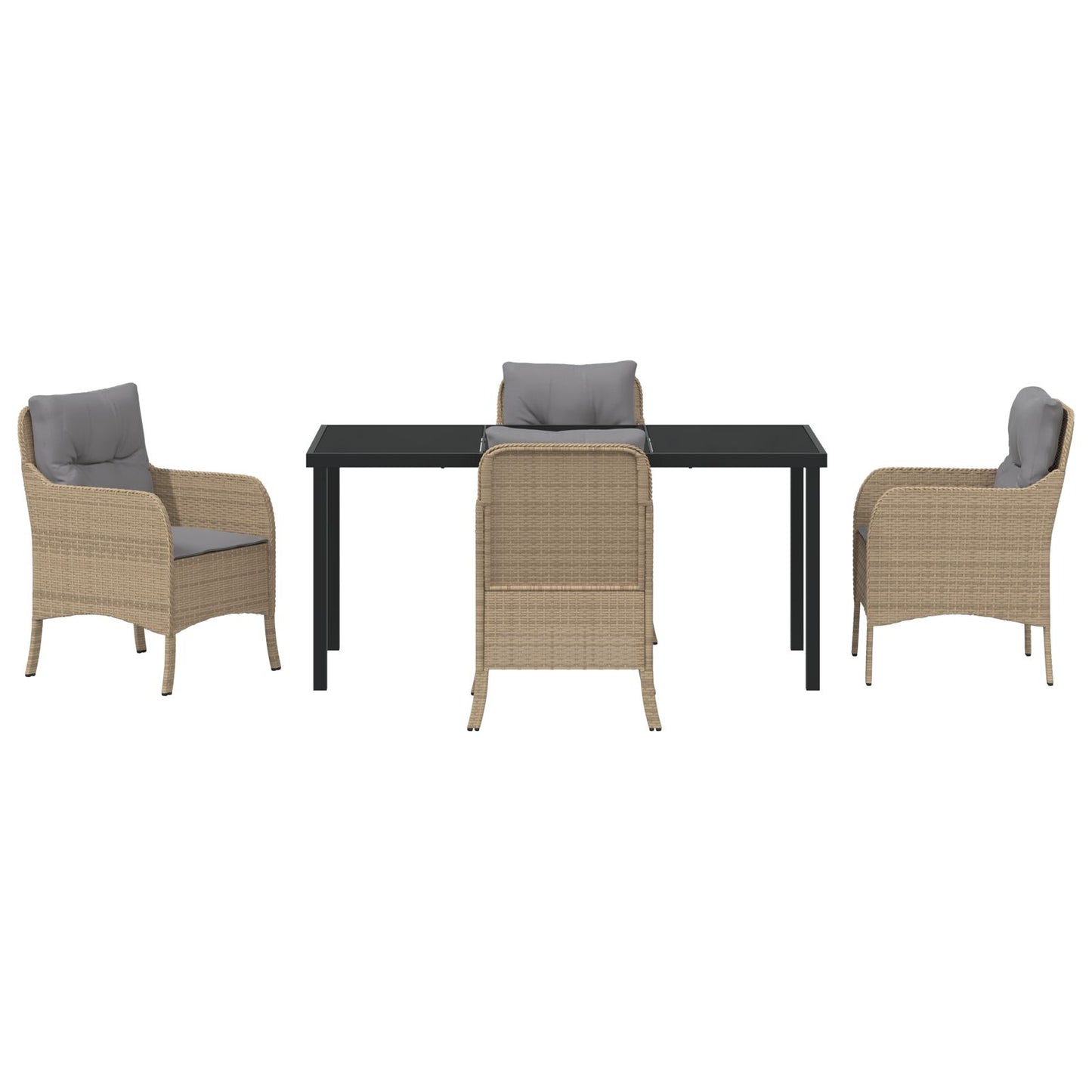 5-Delige Tuinset Met Kussens Beige Poly Rattan