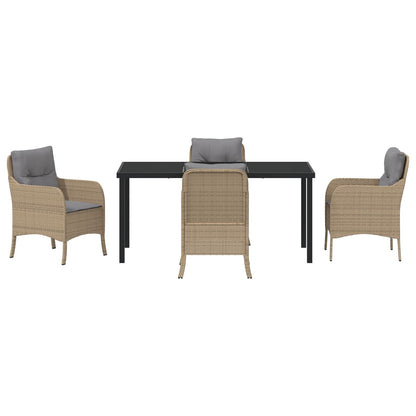 5-Delige Tuinset Met Kussens Beige Poly Rattan