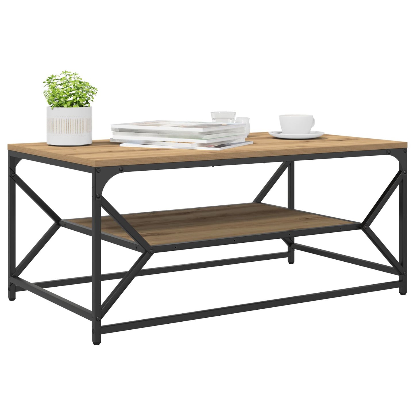 Salontafel Met Plank Artisan Eik Geengineerd Hout Artisan eiken 90 x 50 x 40 cm